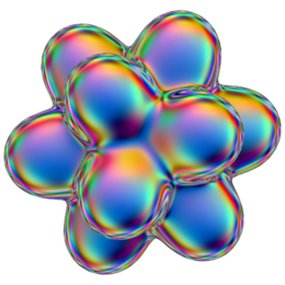 潮流酸性全息金属镭射机能彩虹3D立体几何图形png免抠 (8)